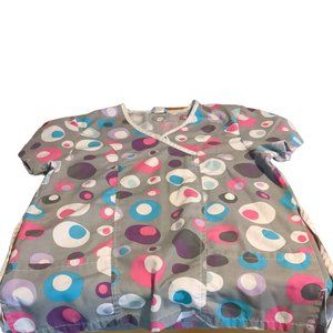 Woman's Large Liberty Scubs Scrub Top Bold Print